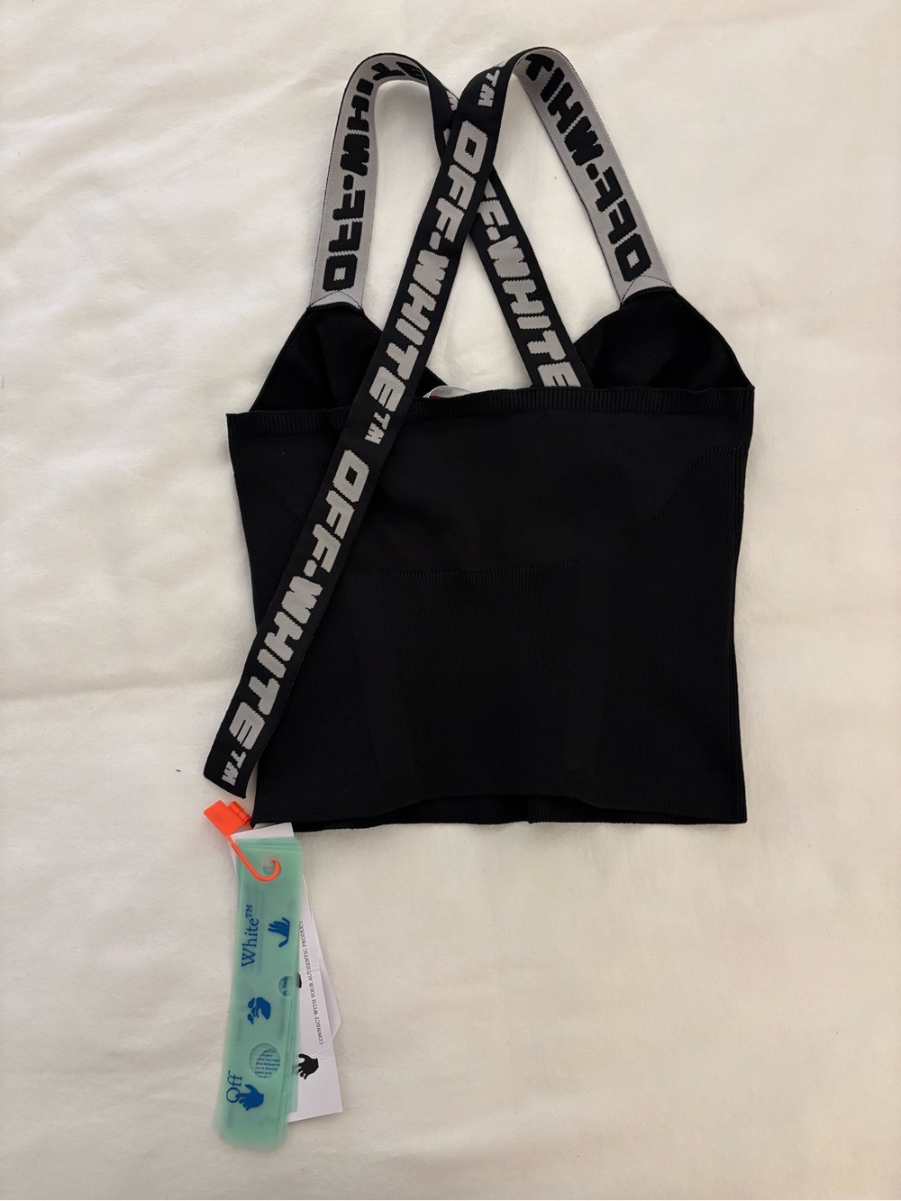 🖤 Off-White Ribbed Knit Bralette Top with Logo Straps - NWT 🖤 - Picture 2 of 5